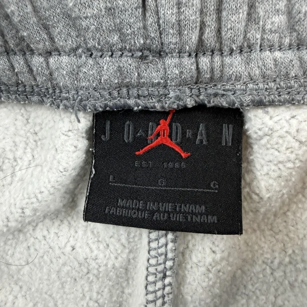 Air Jordan Sweatpants Mens Large Gray Fleece Jogger Pants ElasticDQ7340-091